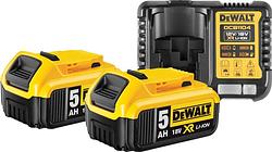 Foto van Dewalt dcb184-xj 18v 5,0 ah accu (2x) + lader