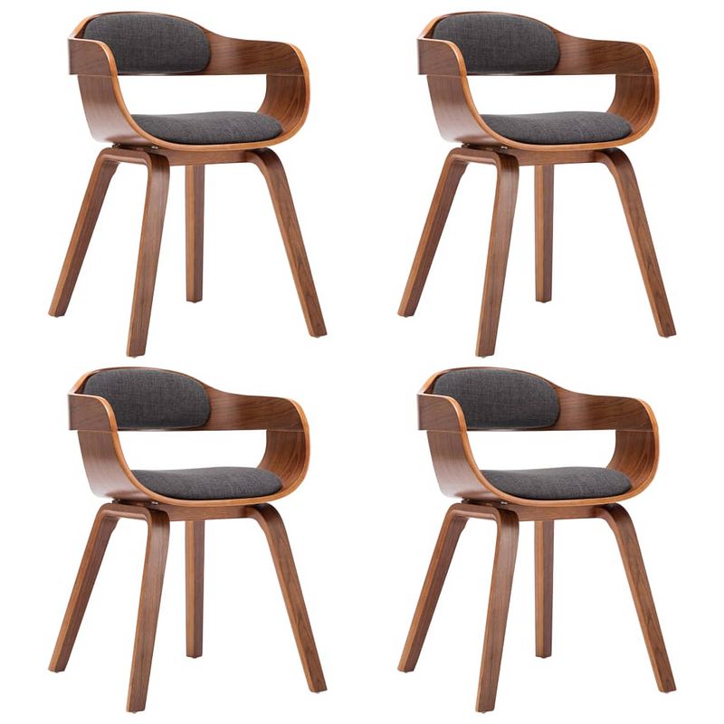 Foto van The living store eetkamerstoelen - set van 4 - donkergrijs - houten frame - 49x51x70cm