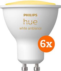 Foto van Philips hue white ambiance gu10 6-pack