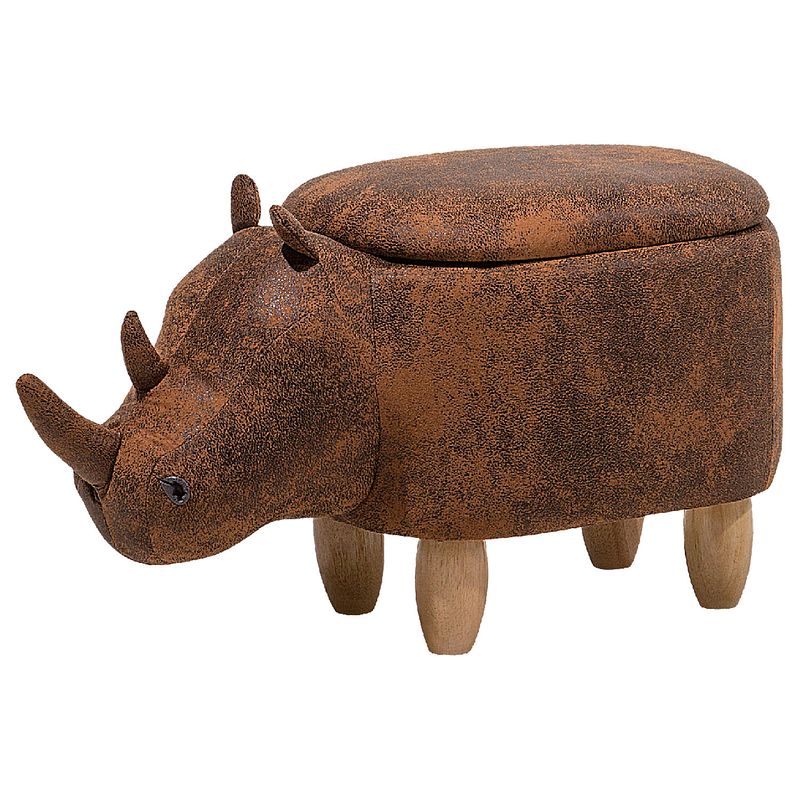 Foto van Beliani rhino - hocker-bruin-kunstleer