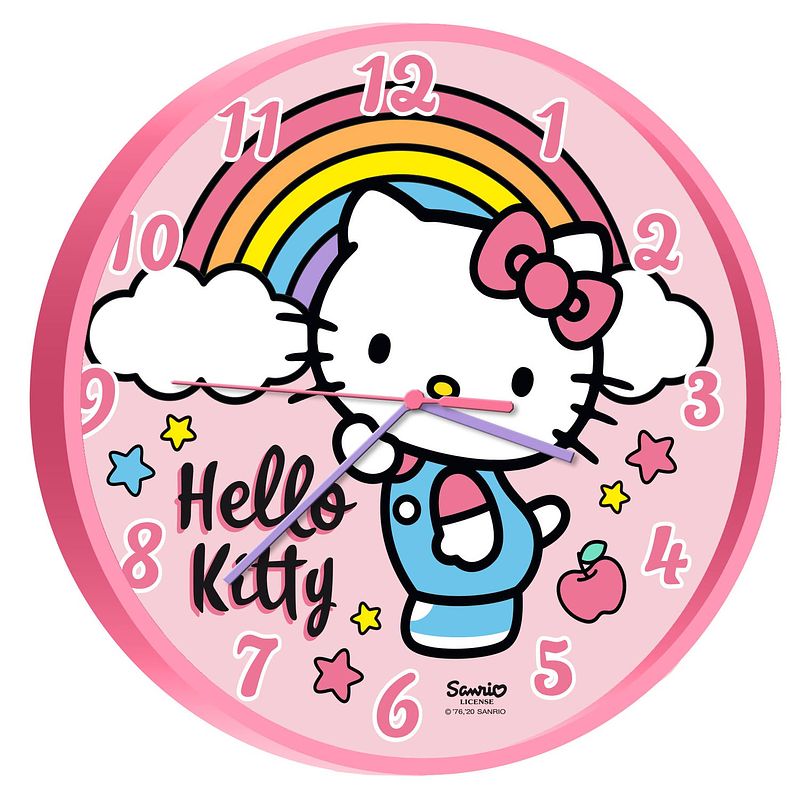 Foto van Hello kitty wandklok meisjes 25 cm roze