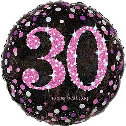 Foto van Amscan folieballon happy 30 birthday 45 cm helium zwart/roze