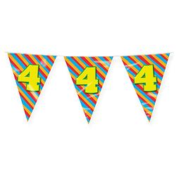 Foto van Paperdreams verjaardag 4 jaar thema vlaggetjes - feestversiering - 10m - folie - dubbelzijdig - vlaggenlijnen