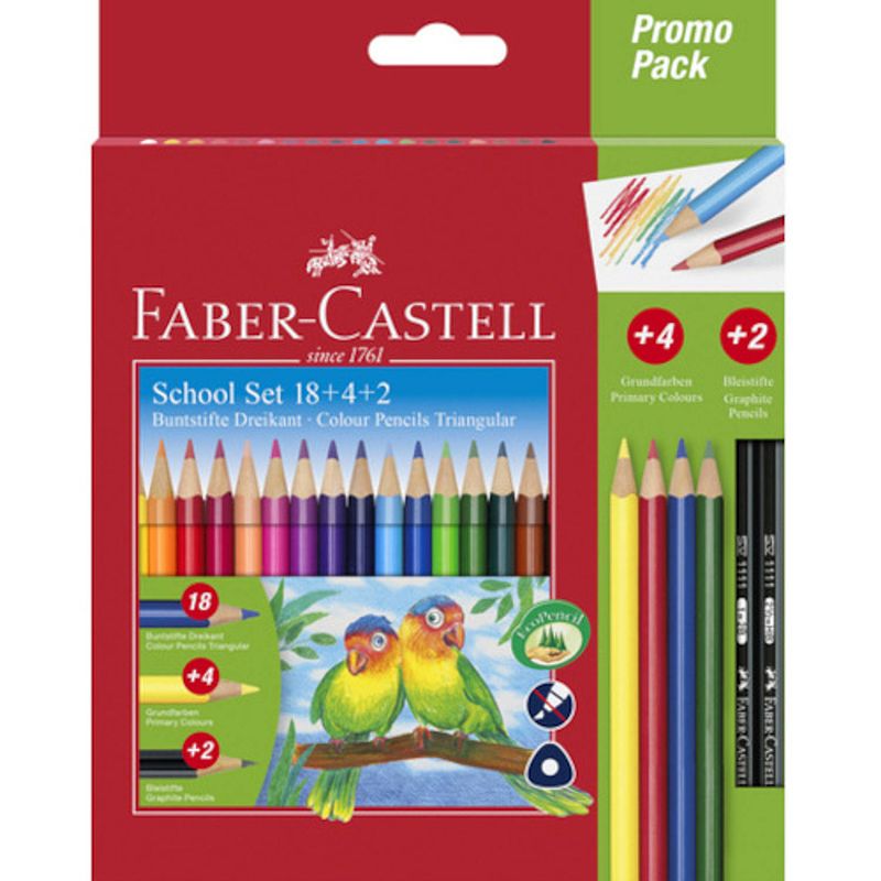 Foto van Faber castell kleurpotloden trianular junior 18 cm hout 24 stuks