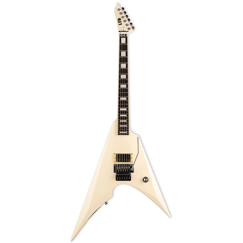 Foto van Esp ltd mike schleibaum signature msv-1 arrow olympic white elektrische gitaar met koffer