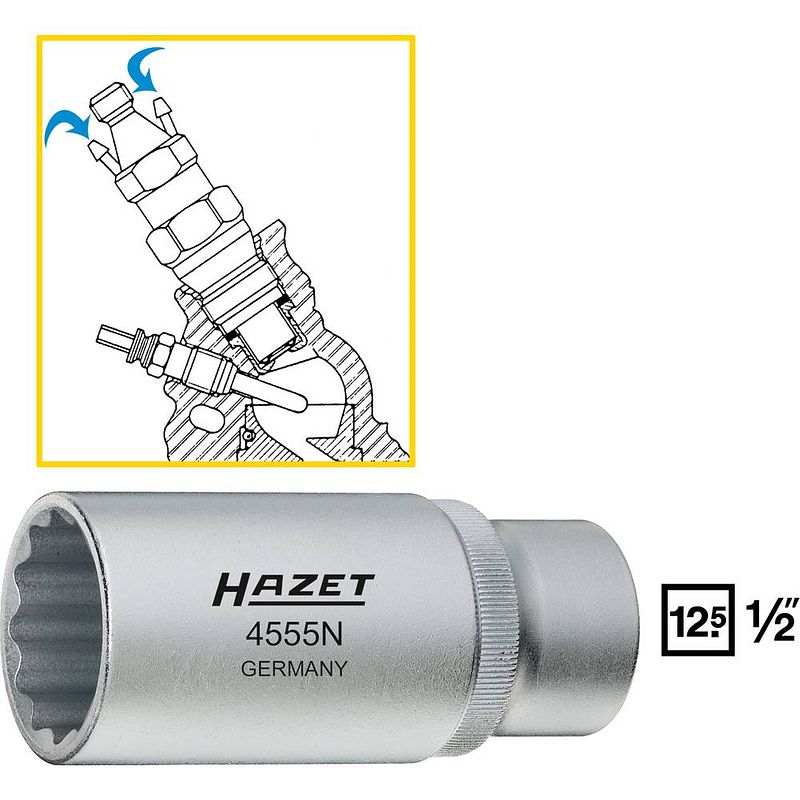 Foto van Hazet hazet 4555n dop (zeskant) dopsleutelinzetstuk 27 mm 1/2 (12.5 mm)