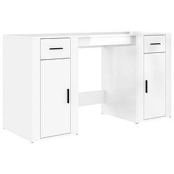 Foto van The living store bureau met kast - hoogglans wit - 100 x 49 x 75 cm - duurzaam materiaal