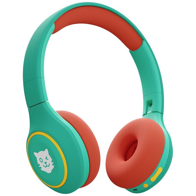 Foto van Tiger media tigerbuddies on ear koptelefoon bluetooth, kabel kinderen funky green volumebegrenzing, volumeregeling, vouwbaar