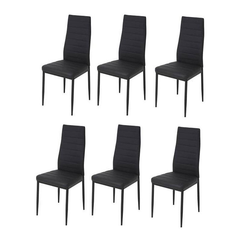 Foto van Set van 6 stoelen - zwart imitatie - l 42 x d 49 x h 97 cm - jim