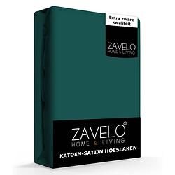 Foto van Zavelo katoen - hoeslaken katoen satijn donker groen - zijdezacht - extra hoog-lits-jumeaux (180x210 cm)