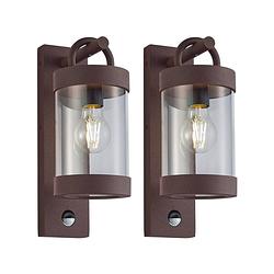 Foto van Sambesi wandlamp met bewegingssensor roestkleur - 2 stuks