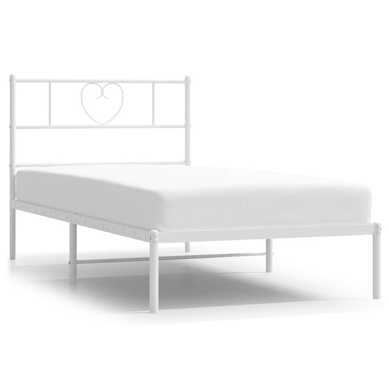 Foto van Vidaxl bedframe met hoofdbord metaal wit 75 x 190 cm