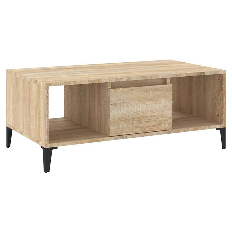 Foto van The living store salontafel industrieel - 90 x 50 x 36.5 cm - voldoende opbergruimte