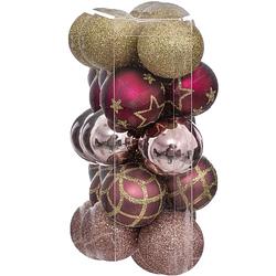 Foto van Atmosphera kerstballen- 30x -d5 cm -wit/roze/goud/champagne - plastic - kerstbal