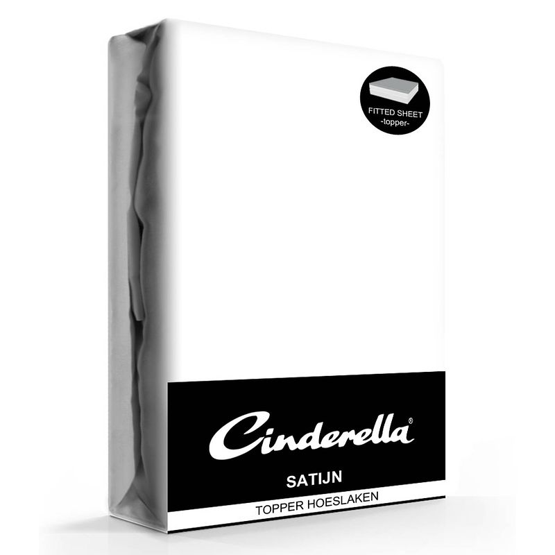 Foto van Cinderella katoen-satijn topper hoeslaken - 100% katoen-satijn - 1-persoons (80x210 cm) - white