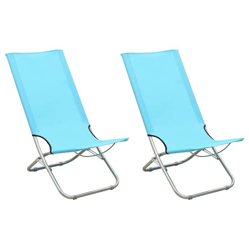 Foto van Vidaxl strandstoelen 2 st inklapbaar stof turquoise