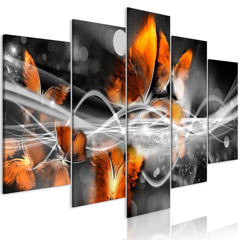 Foto van Artgeist swarm of butterflies wide grey canvas schilderij 5-luik 100x50cm