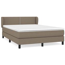 Foto van The living store boxspringbed - taupe - 140 x 190 cm - pocketvering matras - verstelbaar hoofdbord - comfortabele