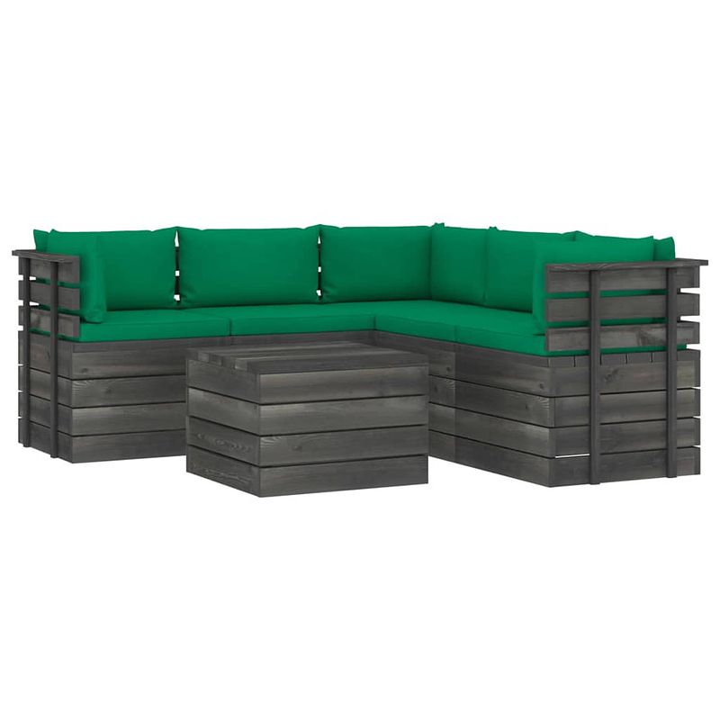 Foto van Vidaxl 6-delige loungeset met kussens pallet massief grenenhout