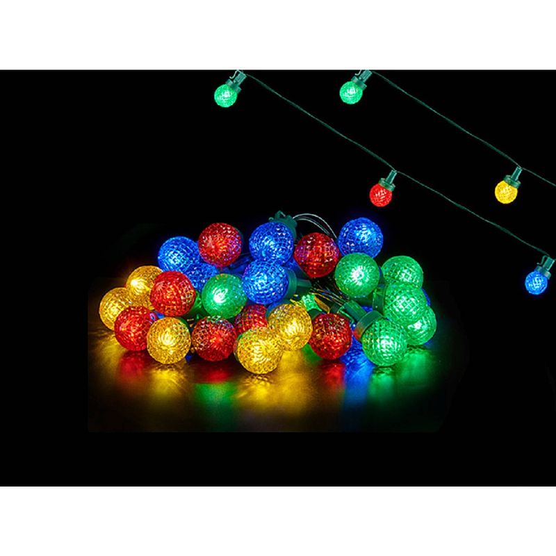 Foto van Kerstverlichting/party lights 30x gekleurde led bolletjes 600 cm op batterijen - kerstverlichting kerstboom