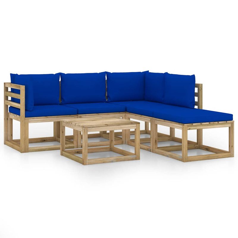 Foto van Vidaxl 6-delige loungeset met blauwe kussens