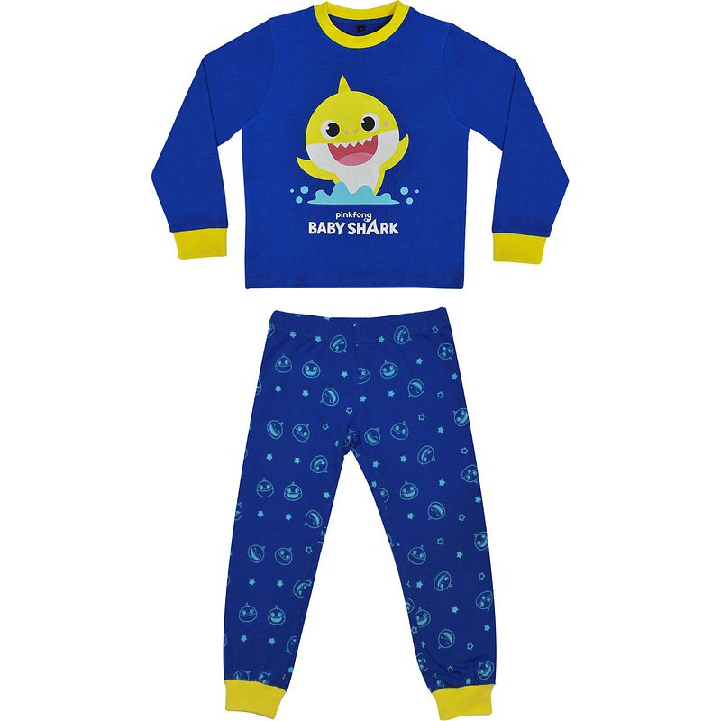 Foto van Pinkfong pyjama baby shark junior katoen blauw 2-delig maat 92