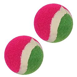 Foto van Vangbal ballen - 2x - roze/groen - speelgoed - vang- en werpspel