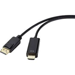 Foto van Renkforce displayport / hdmi adapterkabel displayport stekker, hdmi-a stekker 3.00 m zwart rf-4547686 vergulde steekcontacten displayport-kabel