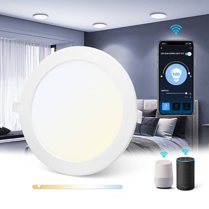 Foto van Aigostar led plafondlamp - inbouwspots - slimme verlichting - 2.4 ghz wifi cct - appbesturing - ios&android - smart home