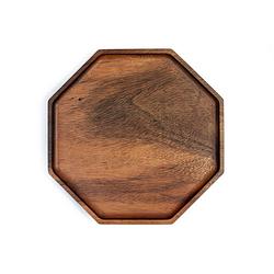 Foto van Oliva'ss - dienblad / serveerschaal / plateau - 25 cm - achthoek / octagon - hout walnoot