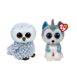 Foto van Ty - knuffel - beanie boo's - owlette owl & helena husky