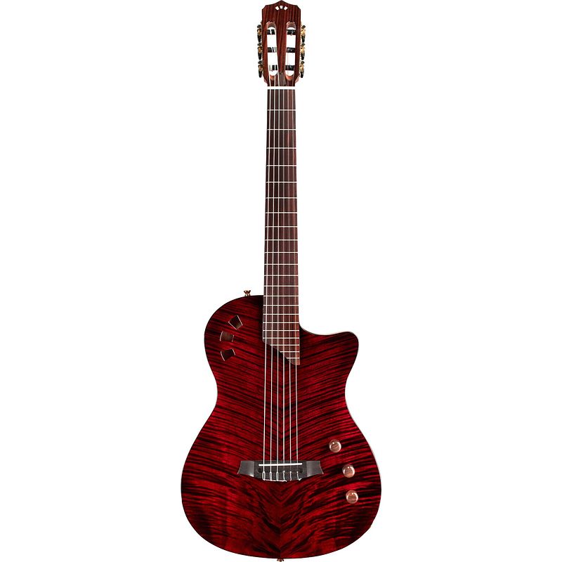 Foto van Cordoba fusion stage guitar garnet gloss elektrisch-akoestische klassieke gitaar met gigbag