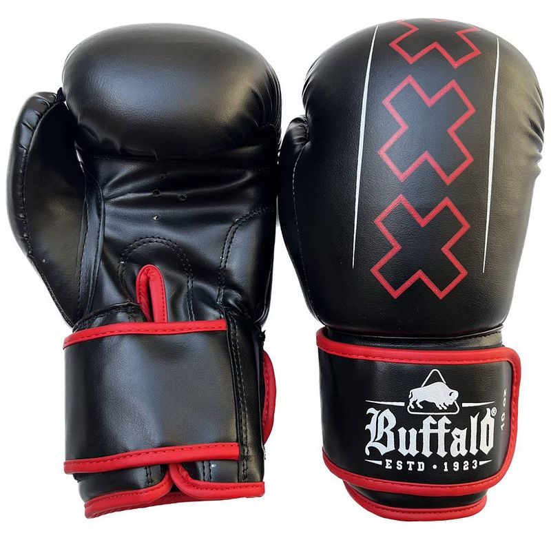 Foto van Buffalo winner bokshandschoenen zwart met rood 10oz