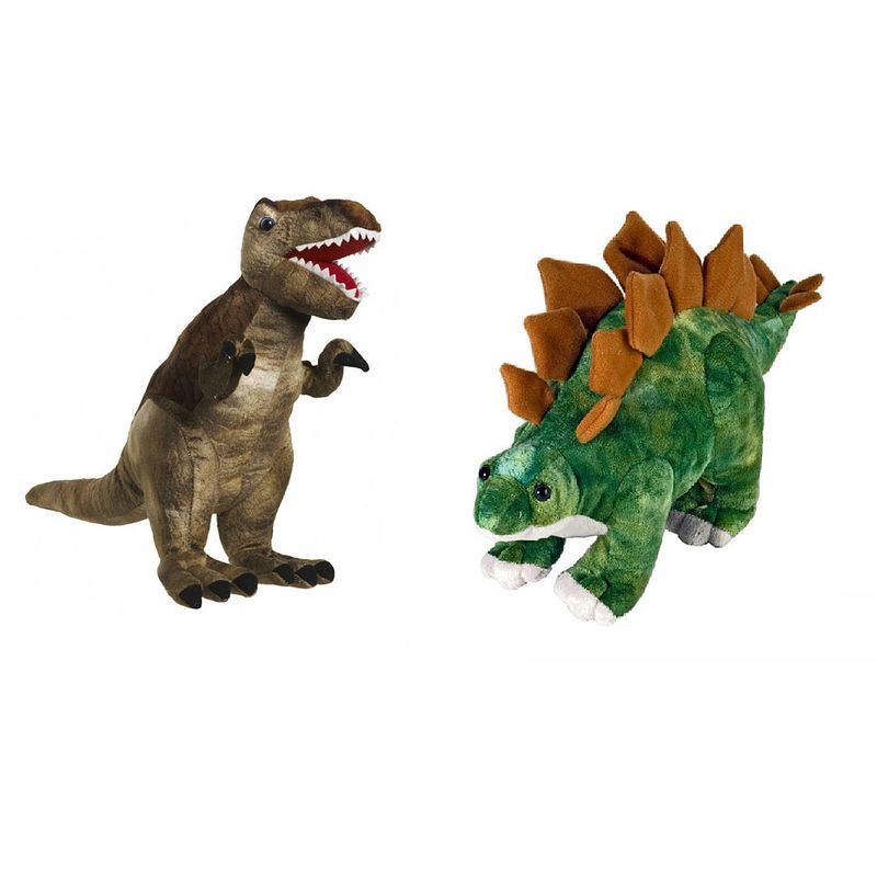 Foto van Setje van 2x knuffel dinosaurussen t-rex en stegosaurus - knuffeldier