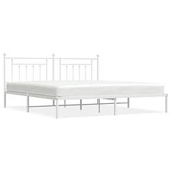 Foto van Vidaxl bedframe met hoofdbord metaal wit 193x203 cm