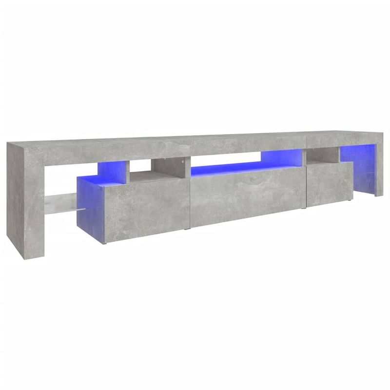 Foto van The living store tv-meubel betongrijs 215x36.5x40 cm - led-verlichting