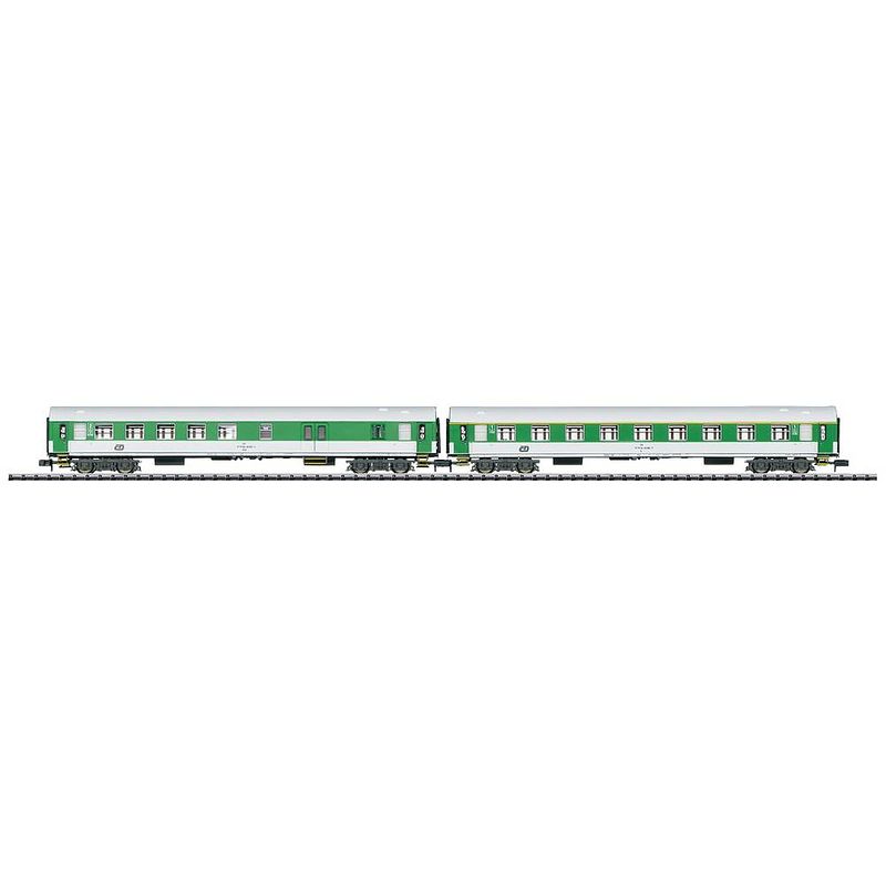 Foto van Minitrix 15695 n set van 2 personenrijtuigen van de cd 2e klas type y-b/70, 1e klas