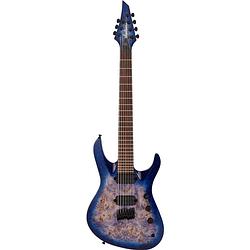 Foto van Jackson pro series signature chris broderick soloist ht7p transparent blue 7-snarige elektrische gitaar