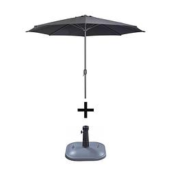 Foto van Sens-line - parasol salou - ø3m - 8-ribs- polyester - zwart - met parsolvoet tim - 25 kg
