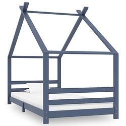 Foto van Vidaxl kinderbedframe massief grenenhout grijs 90x200 cm