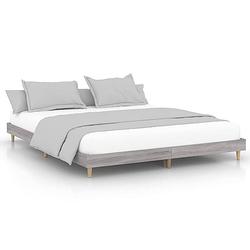 Foto van The living store bedframe - sonoma eiken - 203 x 153 x 20 cm - multiplex lattenbodem