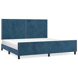 Foto van The living store bedframe donkerblauw fluweel - 203x206x118/128 cm - verstelbaar hoofdeinde - ondersteunende poten -