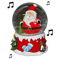 Foto van Sneeuwbol/snowglobe kerstman met muziek 10 cm - sneeuwbollen