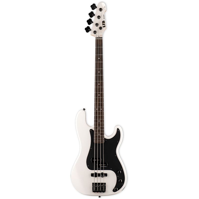 Foto van Esp ltd surveyor 's87 pearl white elektrische basgitaar