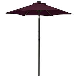 Foto van Vidaxl parasol met led-verlichting 200x211 cm aluminium bordeauxrood