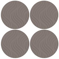 Foto van 6x stuks ronde placemats taupe met wave patroon 37 cm - placemats