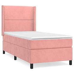 Foto van Vidaxl boxspring met matras fluweel roze 90x200 cm