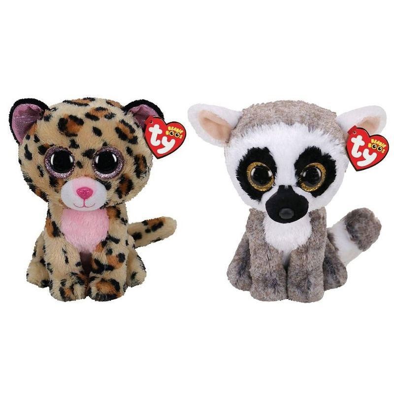 Foto van Ty - knuffel - beanie buddy - livvie leopard & linus lemur