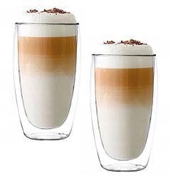 Foto van Luxe latte macchiato glazen dubbelwandig - koffieglazen - cappuccino glazen theeglas dubbelwandig 380 ml - set van 2