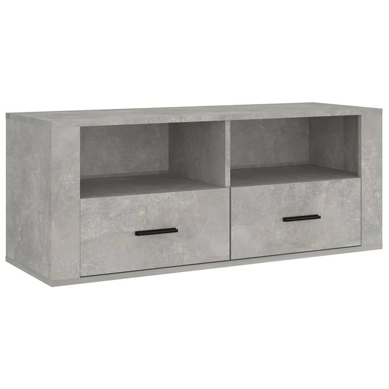 Foto van The living store tv-kast betongrijs 100x35x40 cm - klassiek design